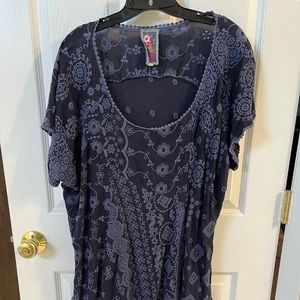 Johnny Was Navy Tunic Embroidered Dress/Top